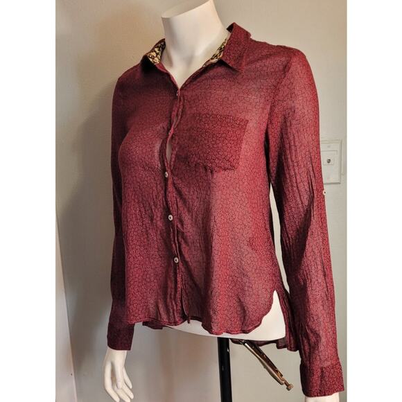 Holding Horses Anthropologie Floral Print Blouse Sz 4 Peplum Ruffle Castlecore - Picture 8 of 10